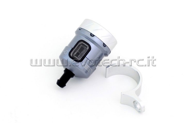 Afbeeldingen van Remvloeistofpotje aluminium met kijkglas 15ml Evotech titanium/zilver