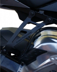 Afbeeldingen van Uitlaatsteun aluminium zwart met plaatje Evotech Performance BMW S1000RR '10-14 / HP4 voor Akrapovic