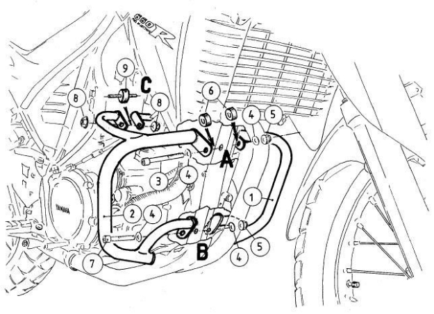 Afbeeldingen van Valbeugel zwart Hepco&Becker voor Yamaha XT660 R/X '04-16