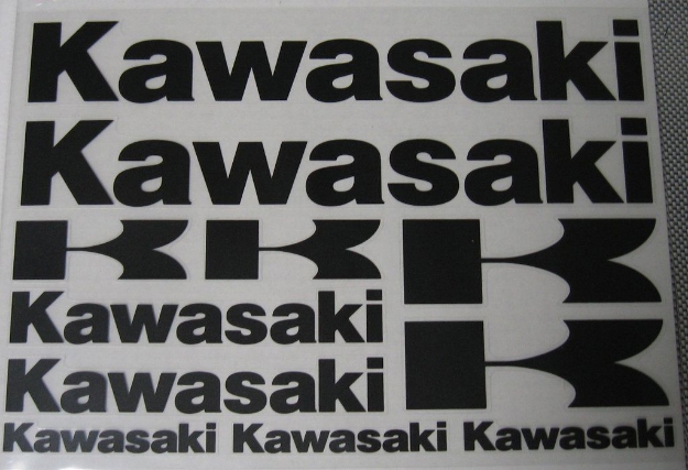 Afbeeldingen van Stickervel Kawasaki zwart 34x24cm