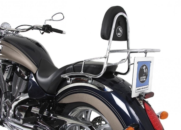 Afbeeldingen van Sissybar met rekje Hepco&Becker chroom Victory Kingpin