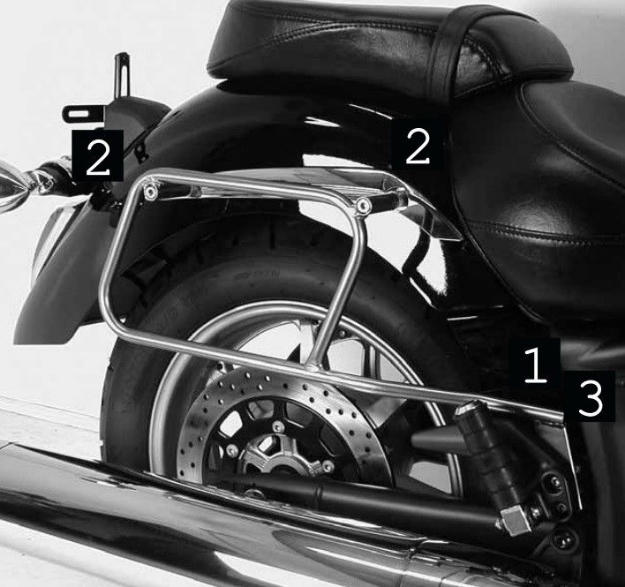 Afbeeldingen van Tassendragers standaard chroom Hepco&Becker Yamaha XVS1300 Midnight Star