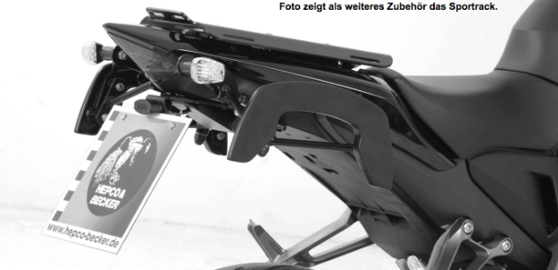 Afbeeldingen van C-Bow tasdragers zwart Hepco&Becker Honda CB1000R 2008-2017, speciaal voor R&G kentekenplaathouder