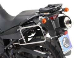 Afbeeldingen van Kofferset Hepco&Becker 'Cutout' met RVS rek en Xplorer BLACK koffers Suzuki DL650 V-Strom '04-'11
