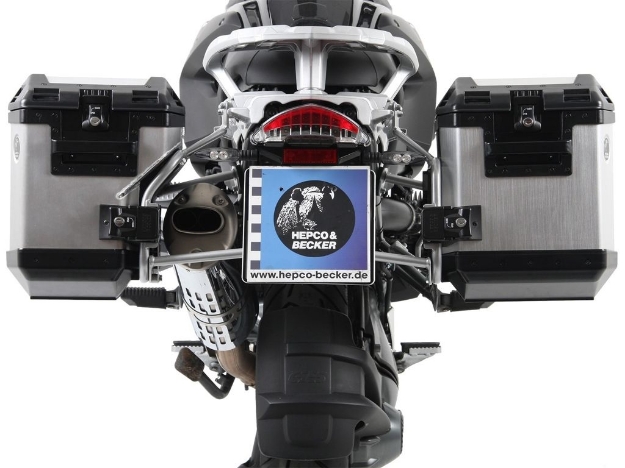 Afbeeldingen van Kofferrek RVS Hepco&Becker voor 'Cutout' Xplorer zijkoffers BMW R1200GS '04-'12/ Adventure '08-'13