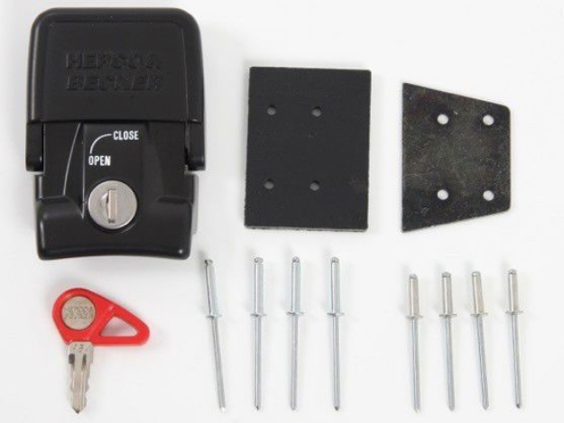 Afbeeldingen van Koffer aan rek slot zwart Hepco&Becker ZONDER cilinder/sleutel