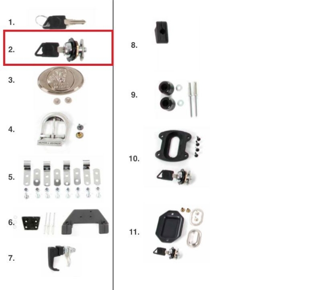 Afbeeldingen van Koffer onderdeel Hepco&Becker sleutel met cylinder voor lederen tassen