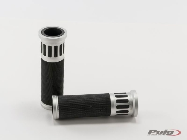 Afbeeldingen van Handvatten Puig HI-TECH Racing (123mm)-Zilver