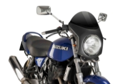 Afbeeldingen van Vervangingsruit retro fairing met carbon look kuipje Puig Universeel-Zwart