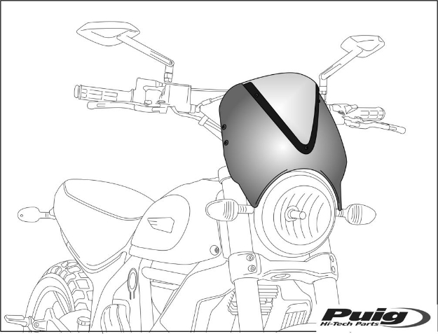 Afbeeldingen van Vervangingsruit naked bike met carbon look kuipje Puig Yamaha XSR700/XSR900 '16-