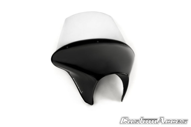 Afbeeldingen van Stuurkuipje long screen model SML Batwing met ruitje diverse Harley Davidson Custom Access-transparant