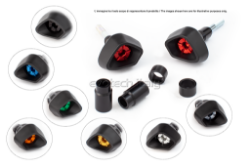 Afbeeldingen van Sliders Evotech Anti-Shock goud Yamaha XSR700 / MT-07 / Tracer