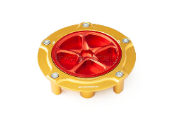 Afbeeldingen van Tankdop Evotech met schroefdop Honda (diverse modellen) goud/rood