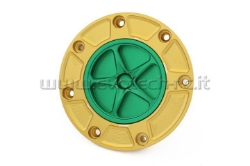 Afbeeldingen van Tankdop Evotech met schroefdop Honda (diverse modellen) goud/groen