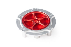 Afbeeldingen van Tankdop Evotech met schroefdop Honda (diverse modellen) zilver/rood