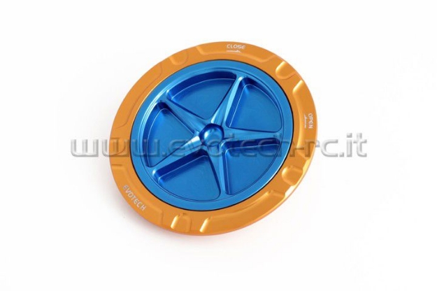 Afbeeldingen van Tankdop met schroefdop van Evotech voor Aprilia / Ducati / MV Agusta goud/blauw