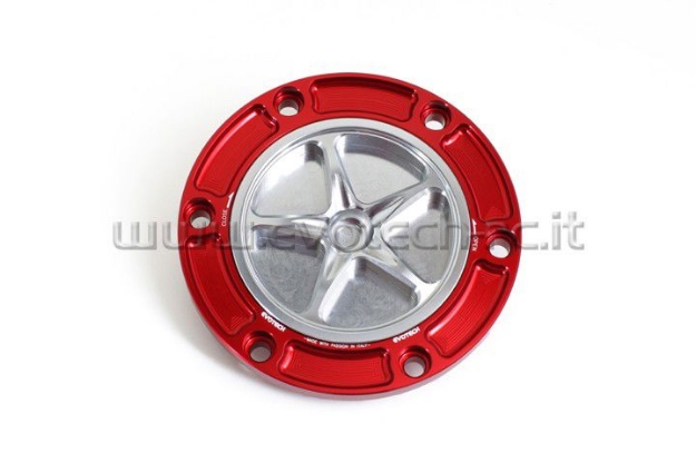 Afbeeldingen van Tankdop met schroefdop Evotech diverse Aprilia / KTM / MV Agusta / Triumph (ATB2) rood/zilver