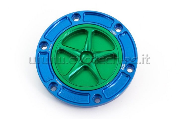 Afbeeldingen van Tankdop met schroefdop Evotech diverse Aprilia / KTM / MV Agusta / Triumph (ATB2) blauw/groen