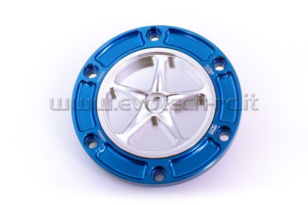 Afbeeldingen van Tankdop met schroefdop Evotech diverse Aprilia / KTM / MV Agusta / Triumph (ATB2) blauw/zilver