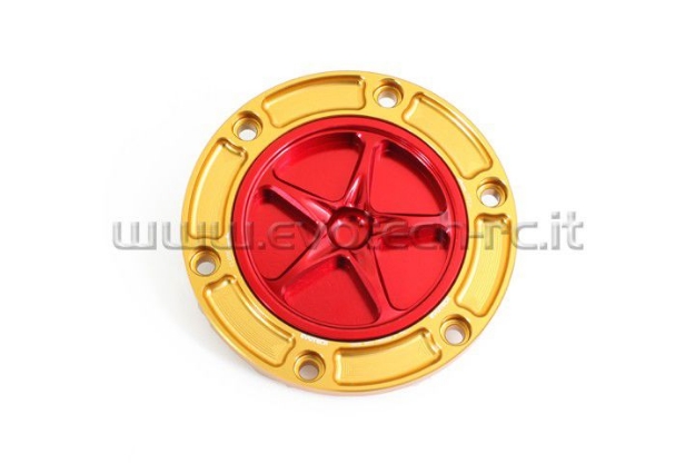 Afbeeldingen van Tankdop met schroefdop Evotech diverse Aprilia / KTM / MV Agusta / Triumph (ATB2) goud/rood