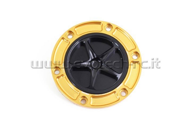 Afbeeldingen van Tankdop met schroefdop Evotech diverse Aprilia / KTM / MV Agusta / Triumph (ATB2) goud/zwart