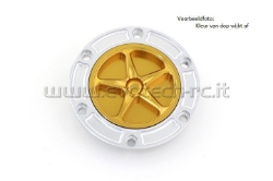 Afbeeldingen van Tankdop met schroefdop Evotech diverse Aprilia / KTM / MV Agusta / Triumph (ATB2) zilver/oranje