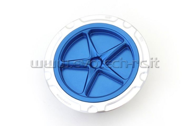 Afbeeldingen van Tankdop met schroefdop van Evotech voor de BMW S1000RR 2009- zilver/blauw