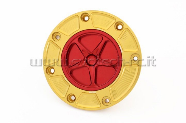 Afbeeldingen van Tankdop met schroefdop Evotech Honda goud/rood