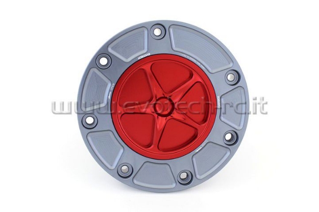 Afbeeldingen van Tankdop met schroefdop Evotech Honda titanium/rood