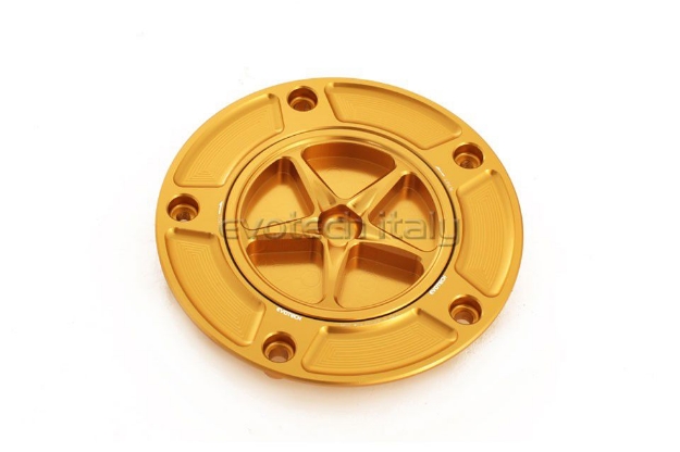 Afbeeldingen van Tankdop Evotech met schroefdop Kawasaki goud/goud