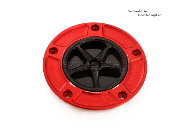 Afbeeldingen van Tankdop met schroefdop Evotech diverse Kawasaki modellen rood/matzwart