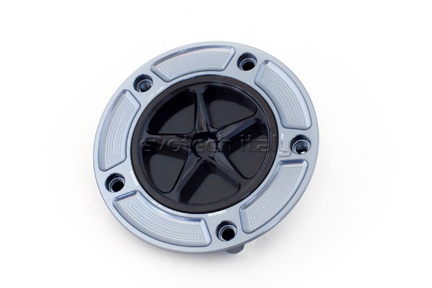 Afbeeldingen van Tankdop met schroefdop Evotech Suzuki 5 bouten (SU2) titanium/zwart