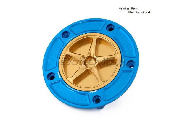 Afbeeldingen van Tankdop met schroefdop Evotech Yamaha blauw/oranje