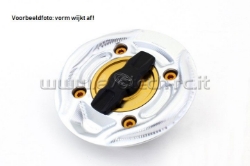 Afbeeldingen van Tankdop met snelsluiter van Evotech voor diverse Aprilia / Ducati / KTM / MV Agusta -zilver/goud