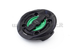 Afbeeldingen van Tankdop met snelsluiter van Evotech voor diverse BMW modellen zwart/groen