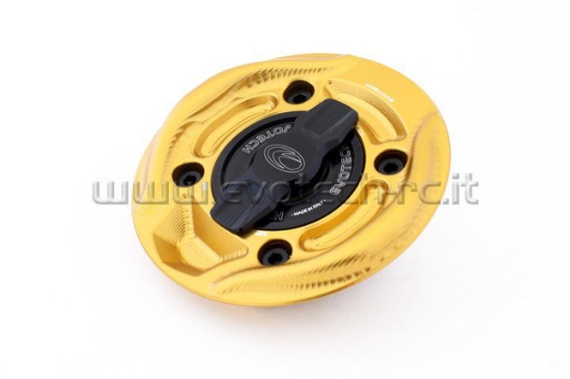 Afbeeldingen van Tankdop met snelsluiter van Evotech voor diverse Ducati modellen goud/zwart