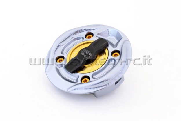 Afbeeldingen van Tankdop met snelsluiter van Evotech voor diverse Ducati modellen titanium/goud