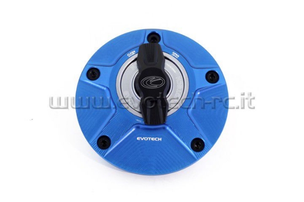 Afbeeldingen van Tankdop met snelsluiter van Evotech voor Honda blauw/titanium