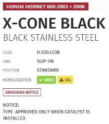 Afbeeldingen van MIVV X-Cone Black RVS demper Honda CB600F '03-06