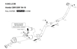 Afbeeldingen van MIVV RVS systeem met X-Cone Black demper Honda CBR125R ’04-10