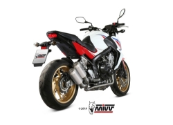Afbeeldingen van MIVV RVS systeem met MK3 RVS dubbel demper Honda CB650F '14-18