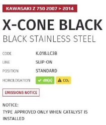 Afbeeldingen van MIVV X-Cone Black RVS demper Kawasaki Z750 '07-14