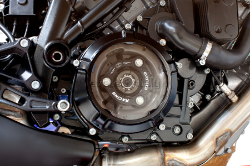 Afbeeldingen van Koppeling deksel met kijkglas en koppeling SET aluminium Evotech voor diverse KTM motoren. zwart/zwart