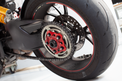 Afbeeldingen van Tandwieldrager aluminium zwart Evotech voor Ducati Hypermotard 950 '19-