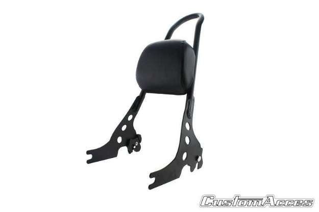 Afbeeldingen van Sissybar zwart Custom Acces model Speed voor diverse Harley Davidson modellen