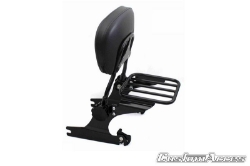 Afbeeldingen van Sissybar zwart Custom Acces model Luxus Sportster voor diverse Harley Davidson modellen