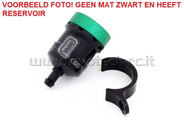 Afbeeldingen van Remvloeistofpotje aluminium 15ml Evotech mat zwart/groen