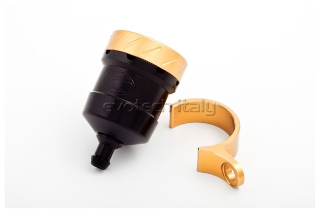 Afbeeldingen van Remvloeistofpotje aluminium 15ml Evotech zwart/goud