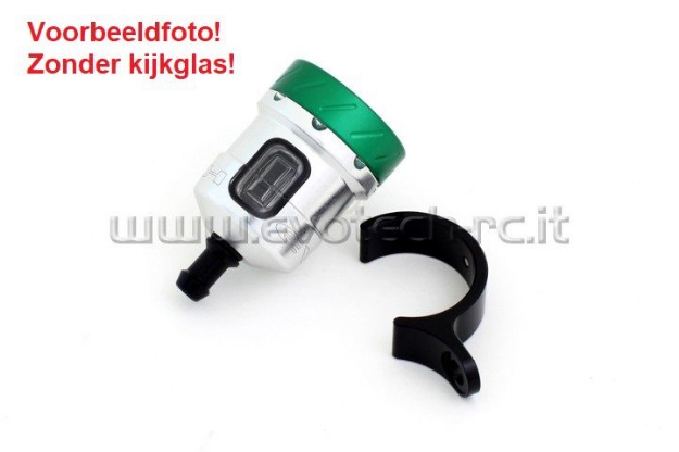 Afbeeldingen van Remvloeistofpotje aluminium 15ml Evotech zilver/groen