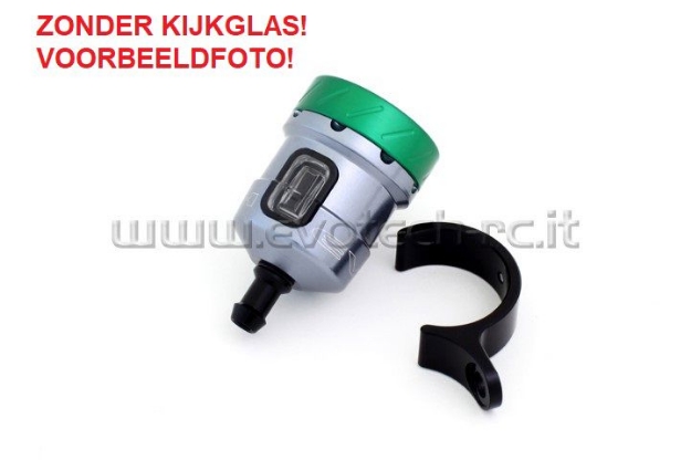 Afbeeldingen van Remvloeistofpotje aluminium 15ml Evotech titanium/groen